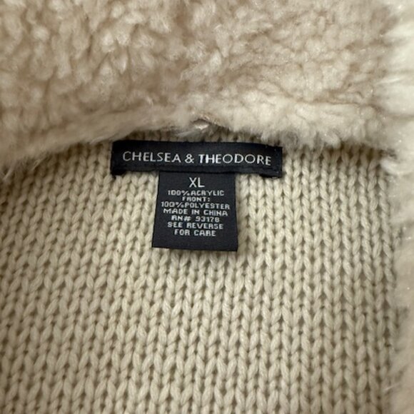 Chelsea & Theodore Faux Suede Sherpa Knit Open Front Cardigan Sweater Size XL - Picture 5 of 5